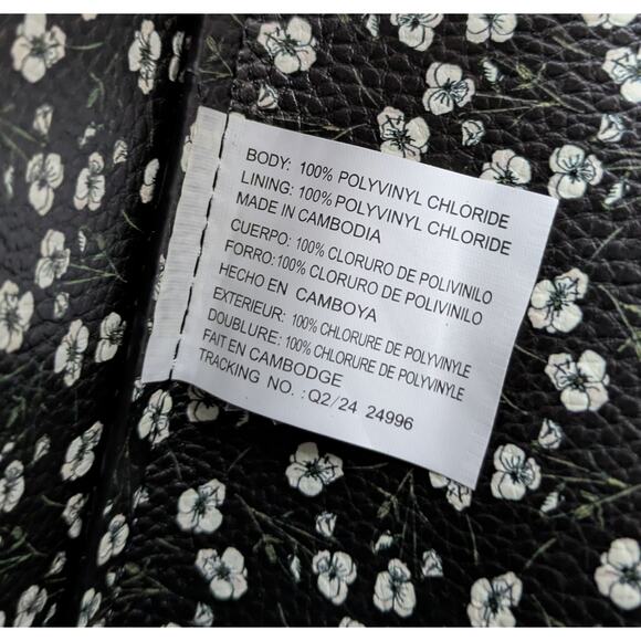 Steve Madden Large Shoulder Tote Bag Black Floral Carryall Weekender Travel NEW - Picture 11 of 12